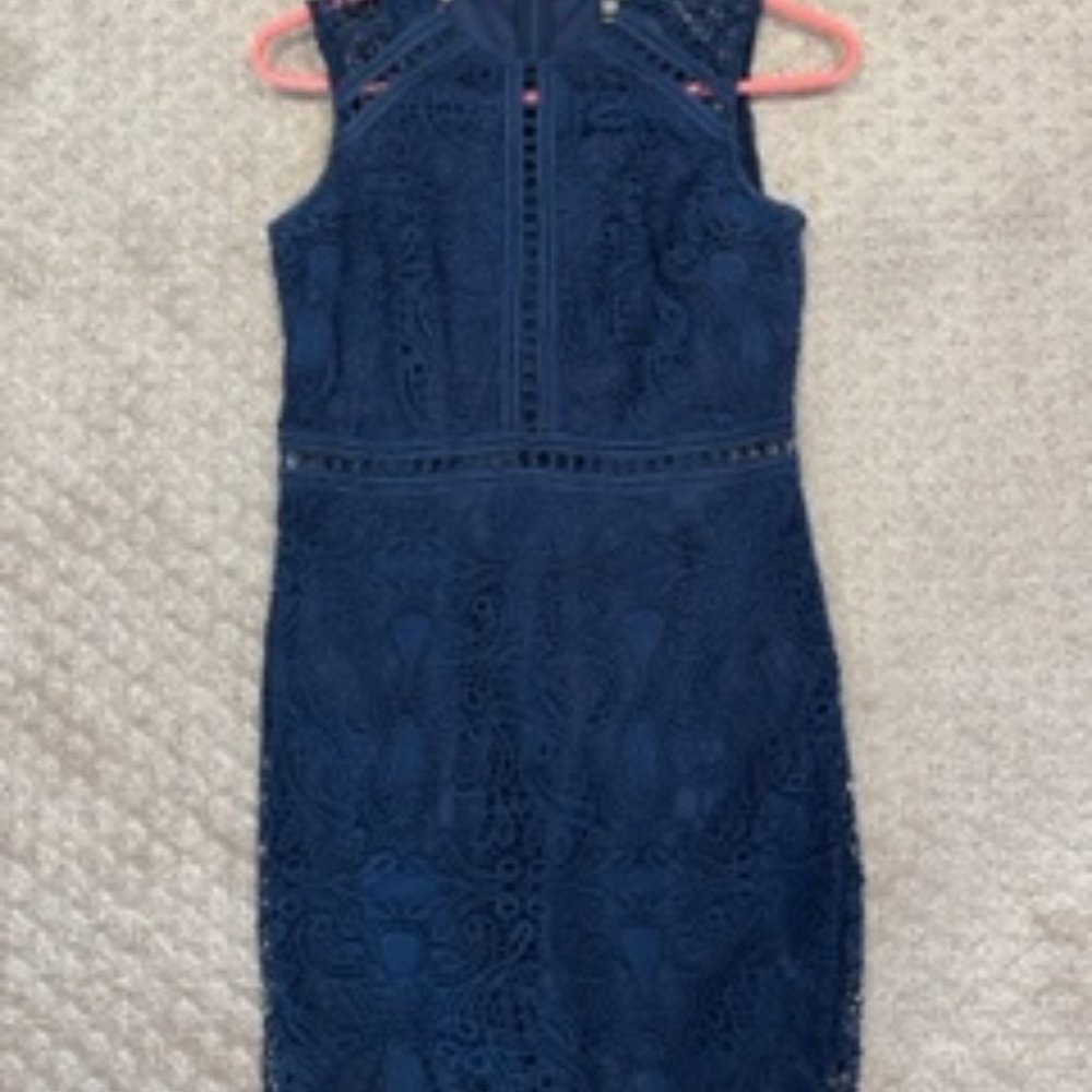 AQUA. XS Lace Navy Dress.